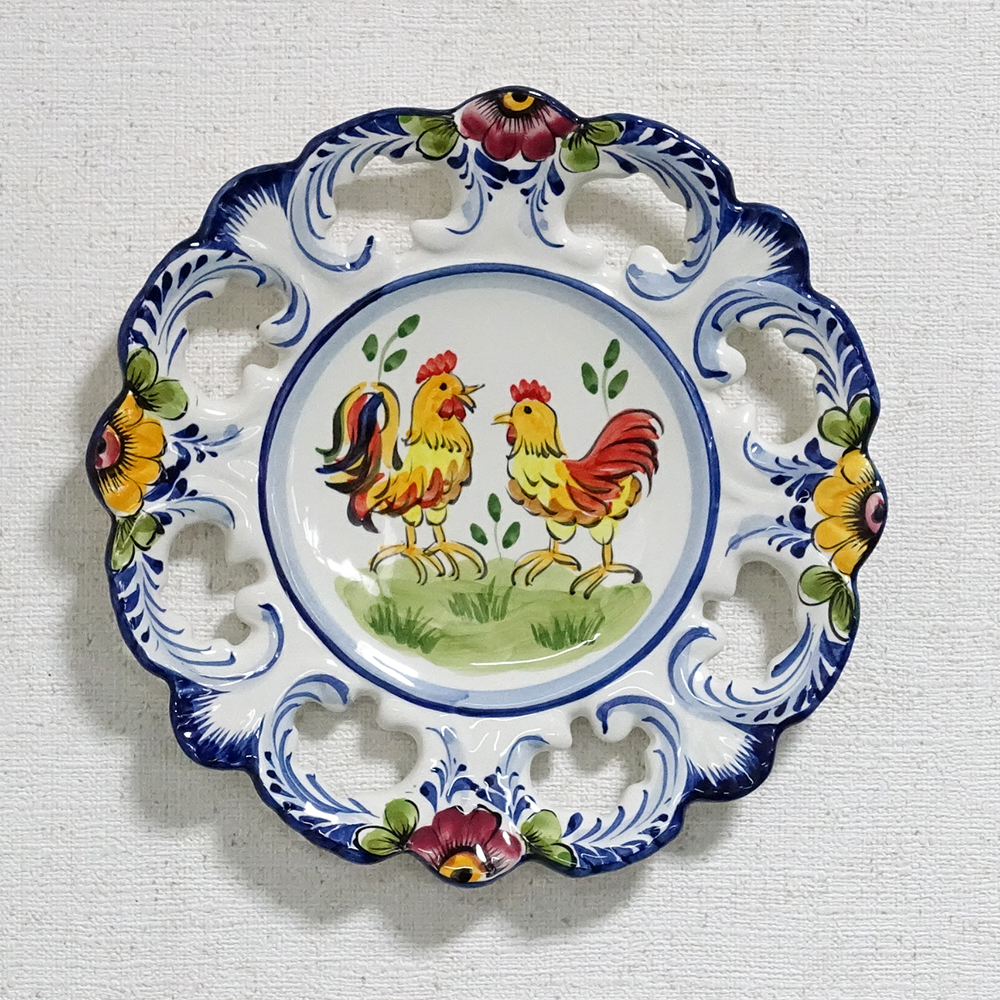ヨーロッパ ポルトガル製 アルコバッサ 飾り皿 ニワトリ インテリア