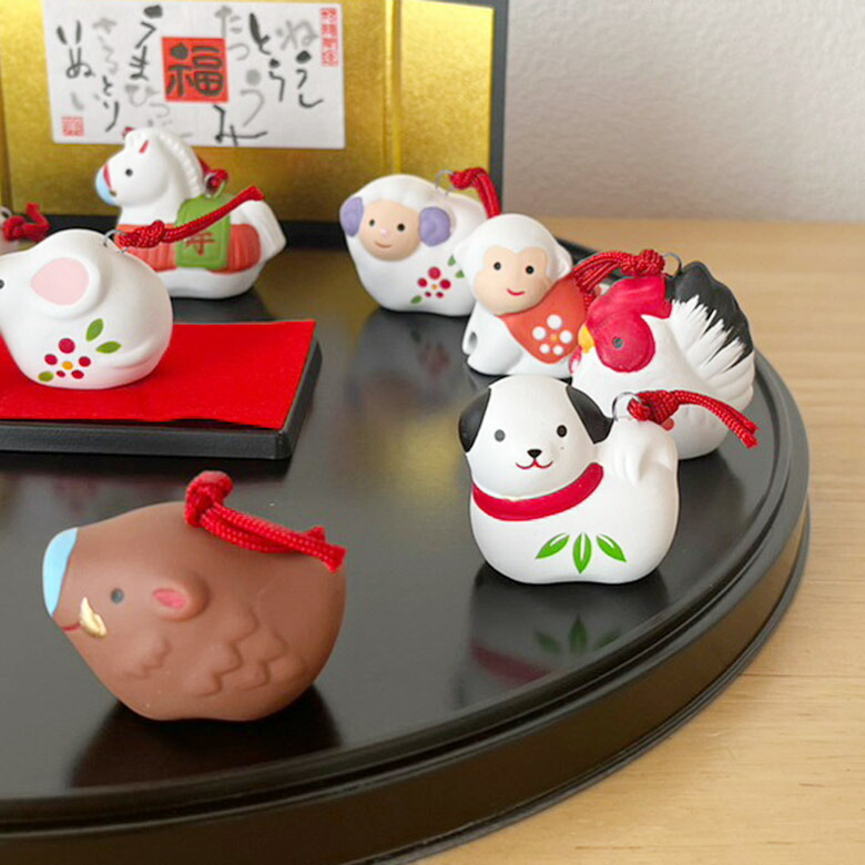 干支 置物 薬師窯 錦彩招福寿々十二支飾り（土鈴）93 飾り 干支の置物