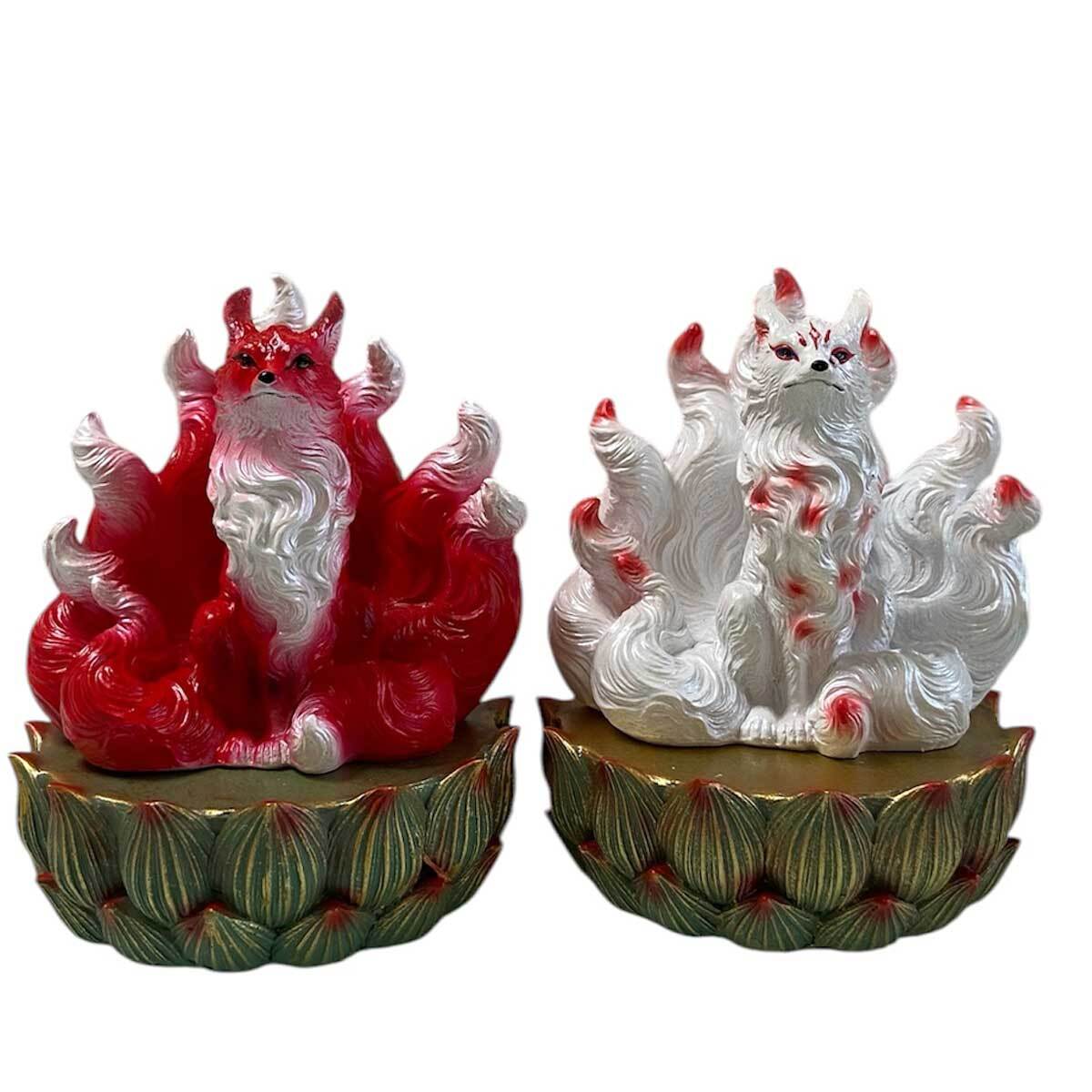 九尾の狐 台座 置き物 インテリア 屋内 屋外 狐 九尾 プレゼント