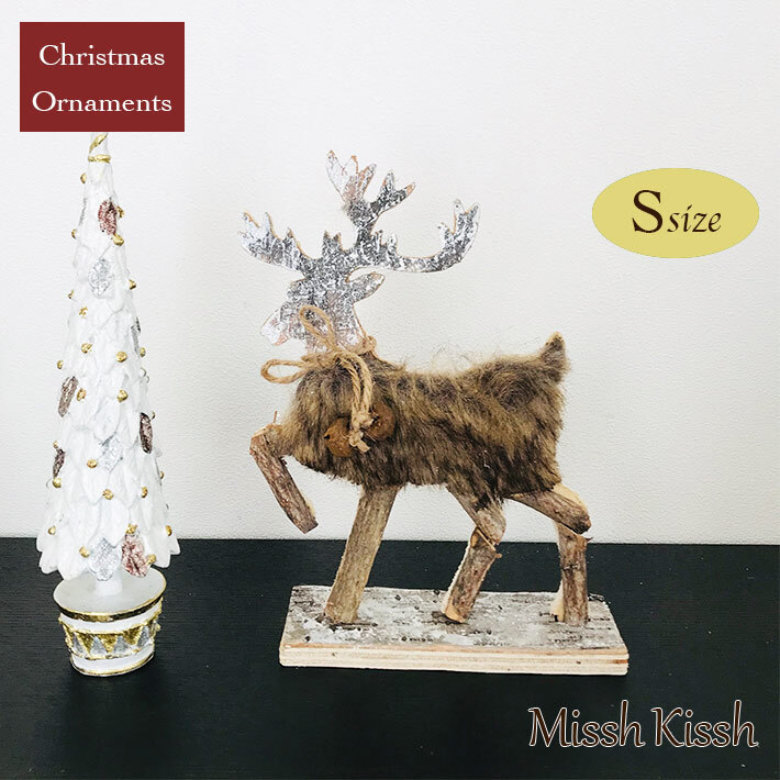 オーナメント オブジェ クリスマス サンタクロース Wood Reindeer with