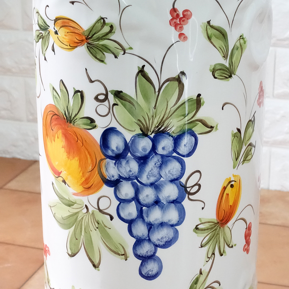 ポルトガル製 陶器 傘立て レース トロピカル フルーツ柄 伝統