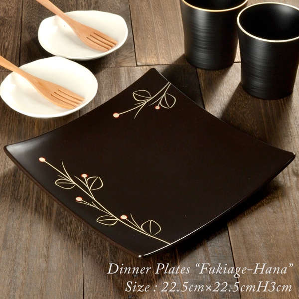 シックに映えるモダンな角皿】吹上皿 花 大【日本製】【プレート】吹上