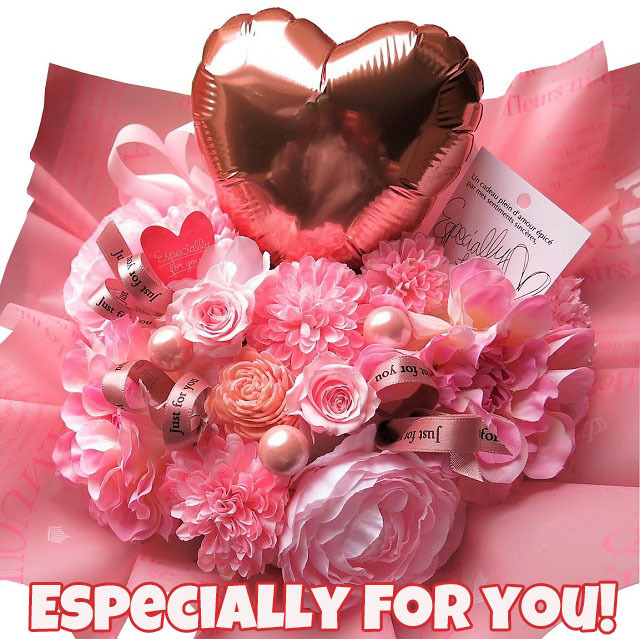 バルーンフラワー プレゼント 花束風 ハート 風船 ピンクバラ 花言葉は