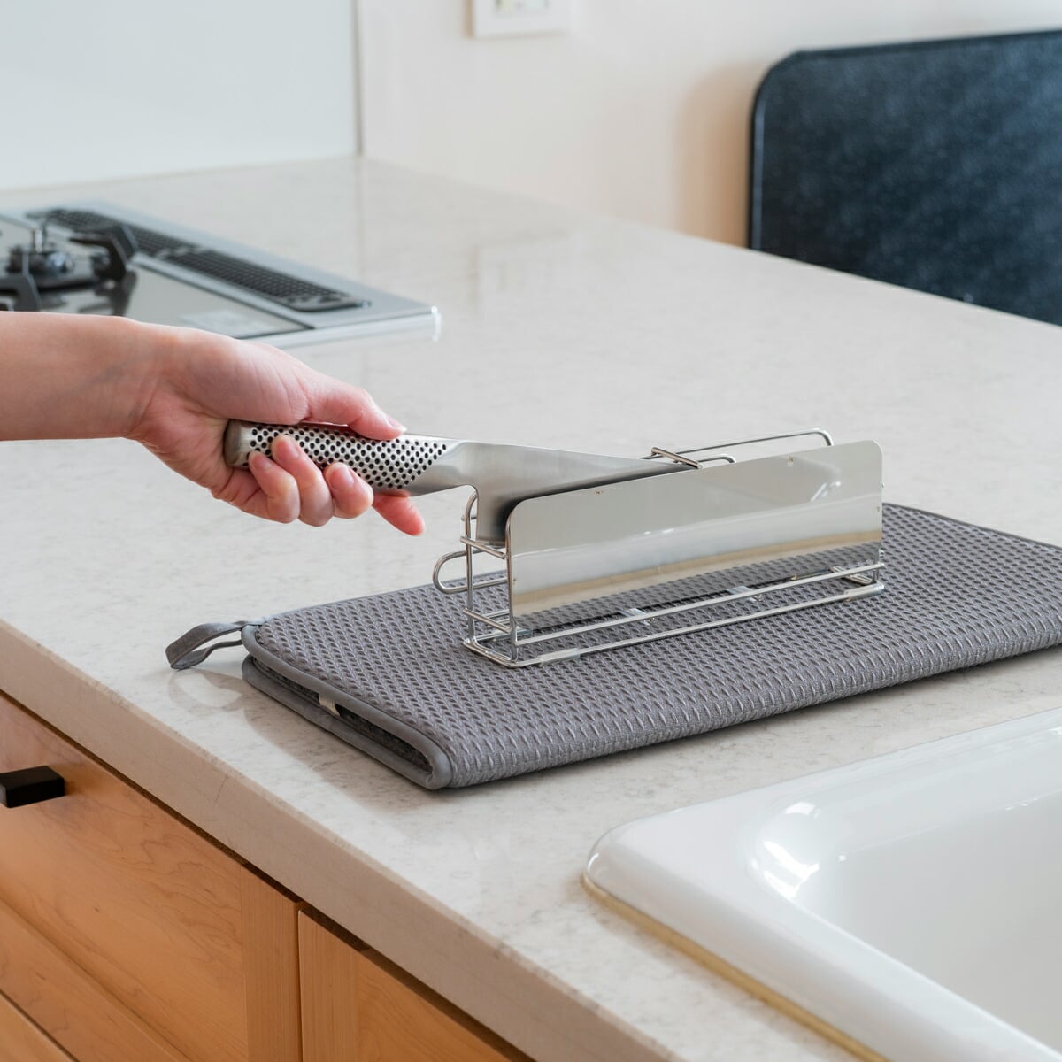 すっきり暮らす包丁スタンド 横置き ステンレス スリム キッチン用品