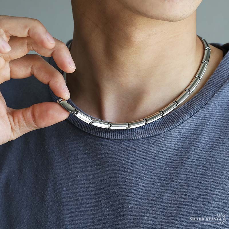 ゲルマニウム 純チタン ゲルマニウムネックレス シルバー Titanium