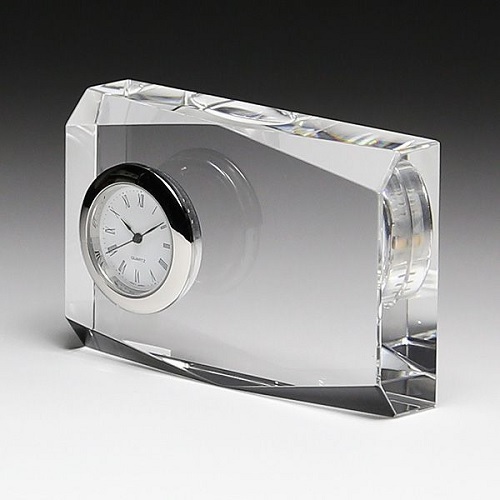 退職祝 周年記念 誕生祝 クリスタル時計 DT-1 名入れ無料 - 【ガラス