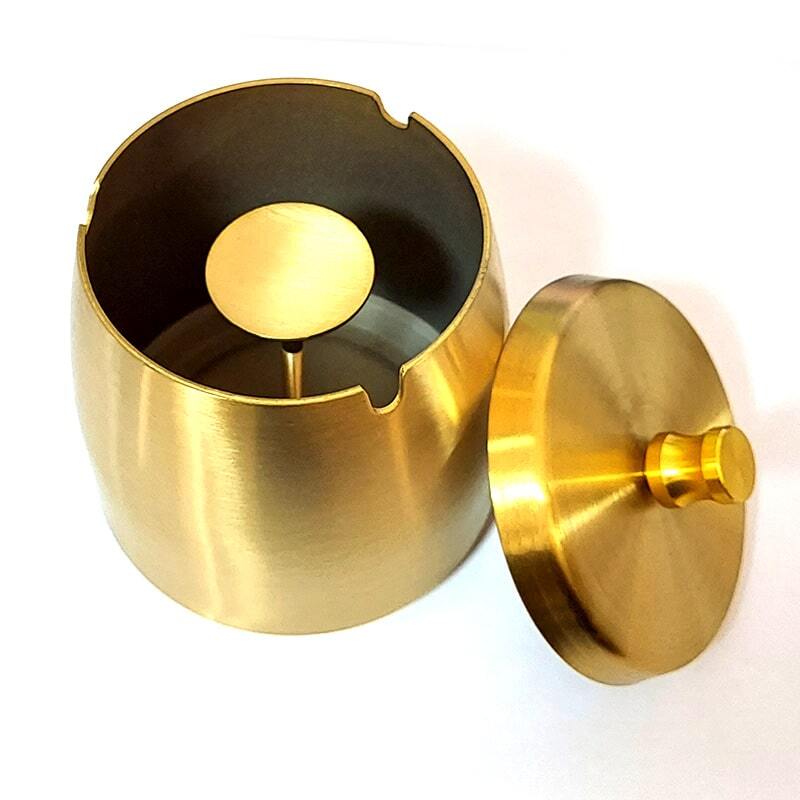 卓上灰皿 ゴールド おしゃれ ステンレス製 蓋付き 灰皿 シンプル