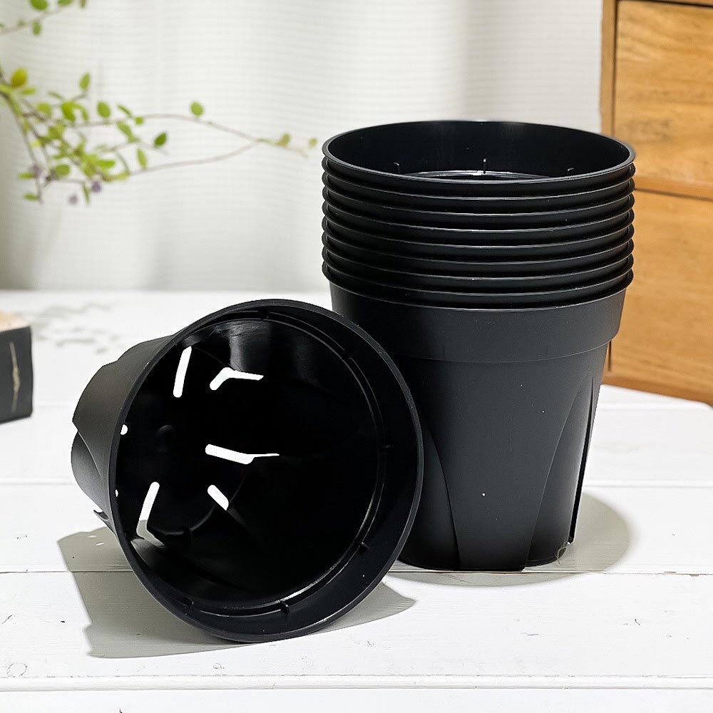 KANEYA スリット鉢 WD-105L ブラック 10個セット φ10.5×H9.6cm 0.5L