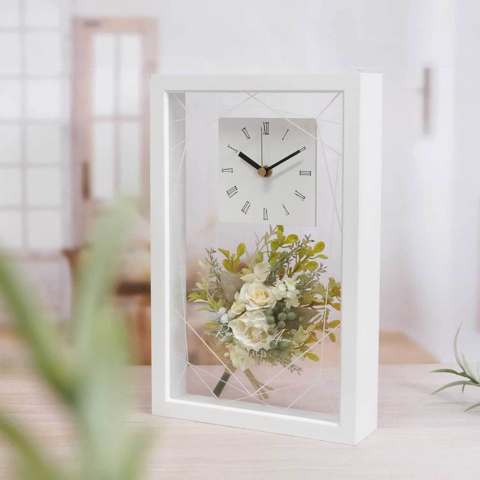 置時計 名入れ時計 ブーケ 「フラワークリアクロック」（1個）ギフト