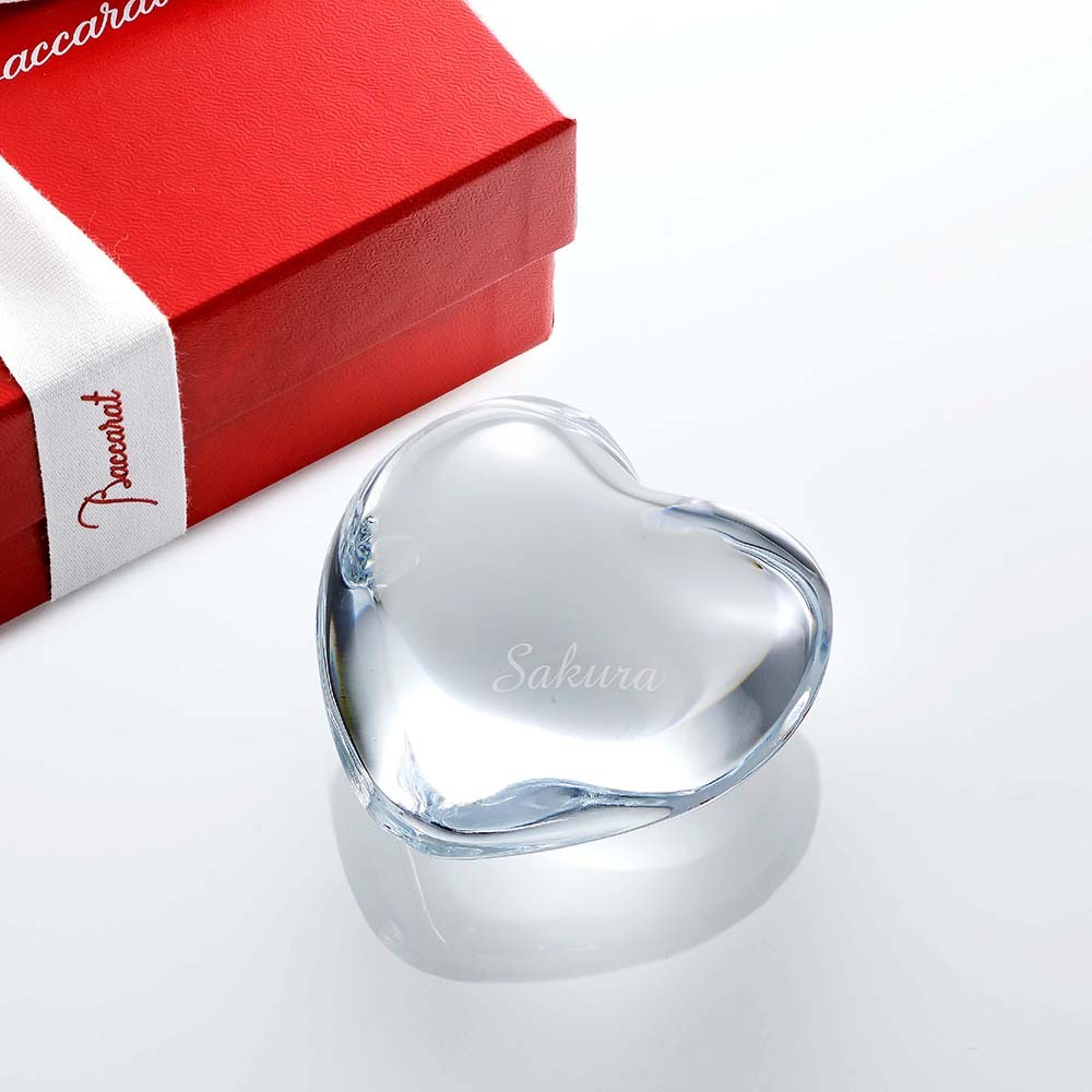 Baccarat バカラ ハート ペーパーウェイト クリア 名入れ彫刻代込み 名