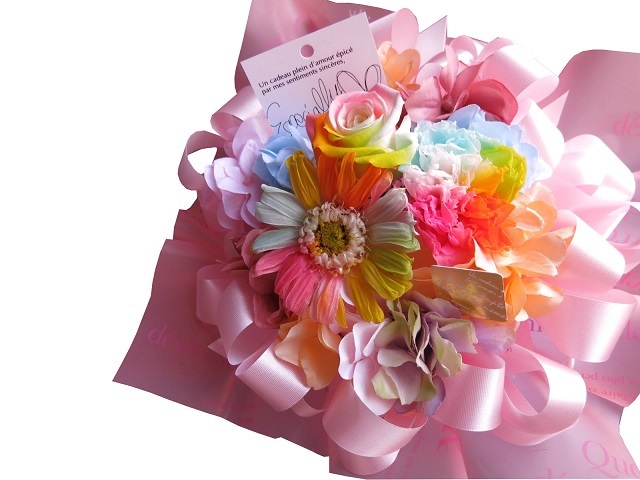 プロポーズ 彼女 レインボーローズ プリザーブドフラワー入り