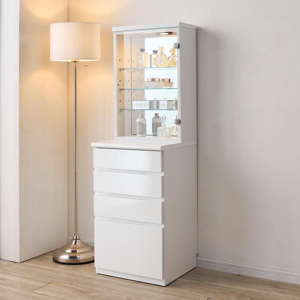 NEWモデル‐LEDライト付きドレッサーシリーズ ガラスキャビネット付き