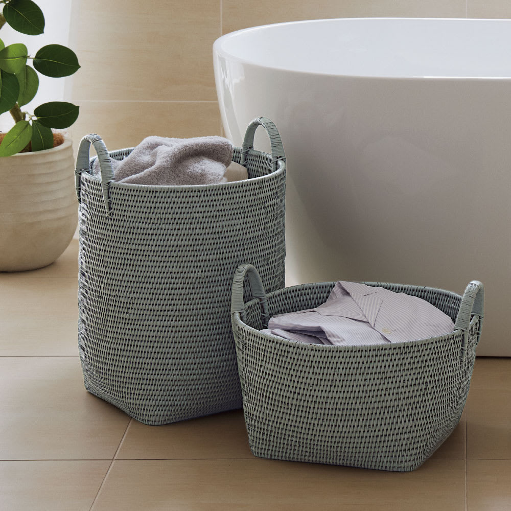 ミャンマー ラタンバスケット L（たて型） 約幅37奥行38高さ43cm 通販