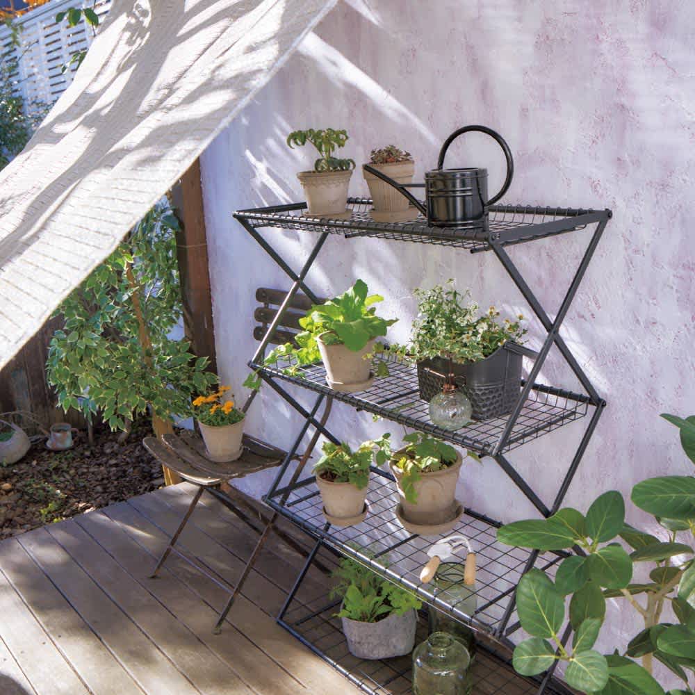 dショッピング |植物に優しいバルコニーラック 3段 折りたたみ式