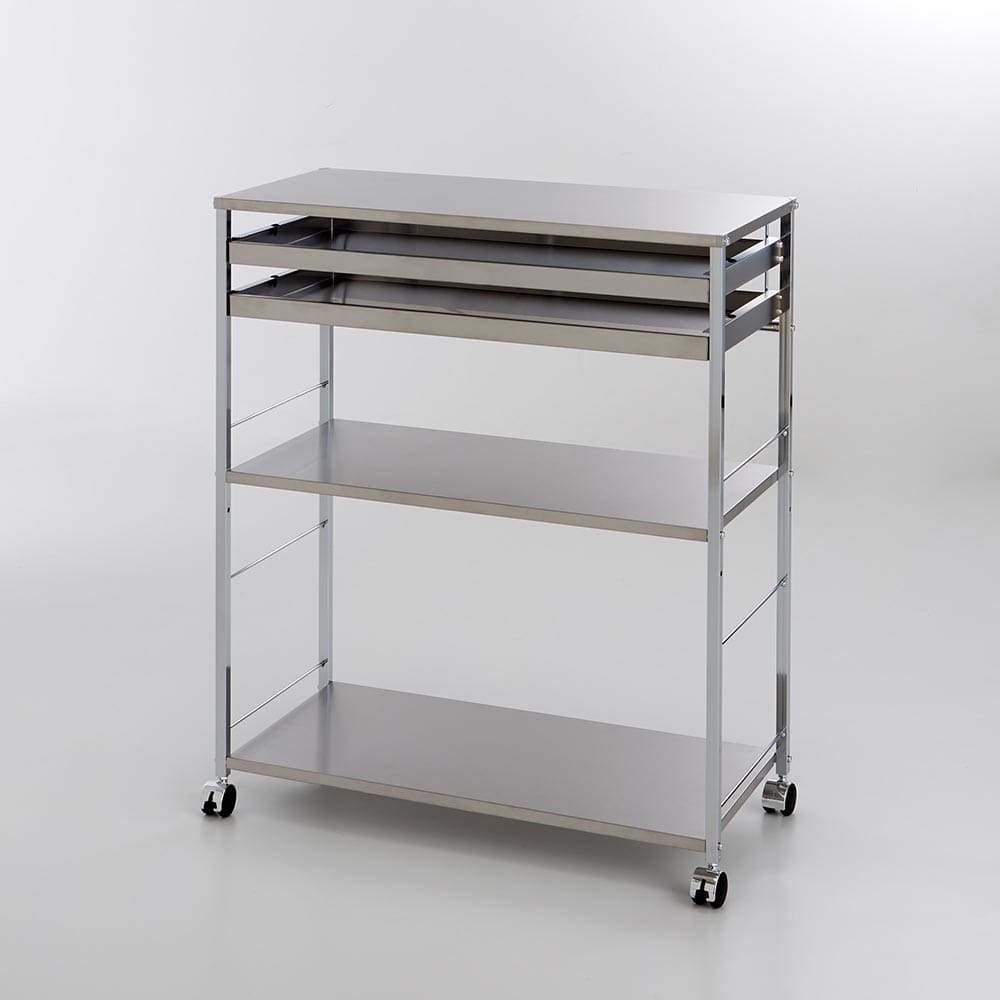 ステンレス作業台ワゴン 引き出し2杯タイプ 幅73.5cm 通販 - ディノス