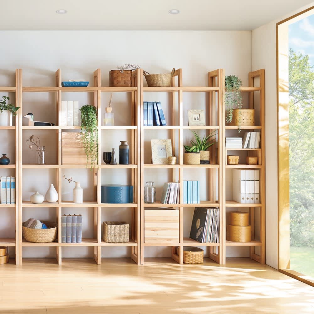 くらしを豊かに彩る国産杉 頑丈ディスプレイラック 2列 幅75奥行32cm