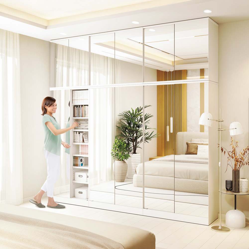 高さオーダー対応 頑丈棚板引き戸本棚 上置き奥行44cm 幅75.5cm高さ26