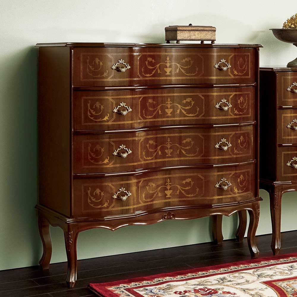 イタリア製 猫脚 象がんシリーズ チェスト4段 幅87cm 通販 - ディノス