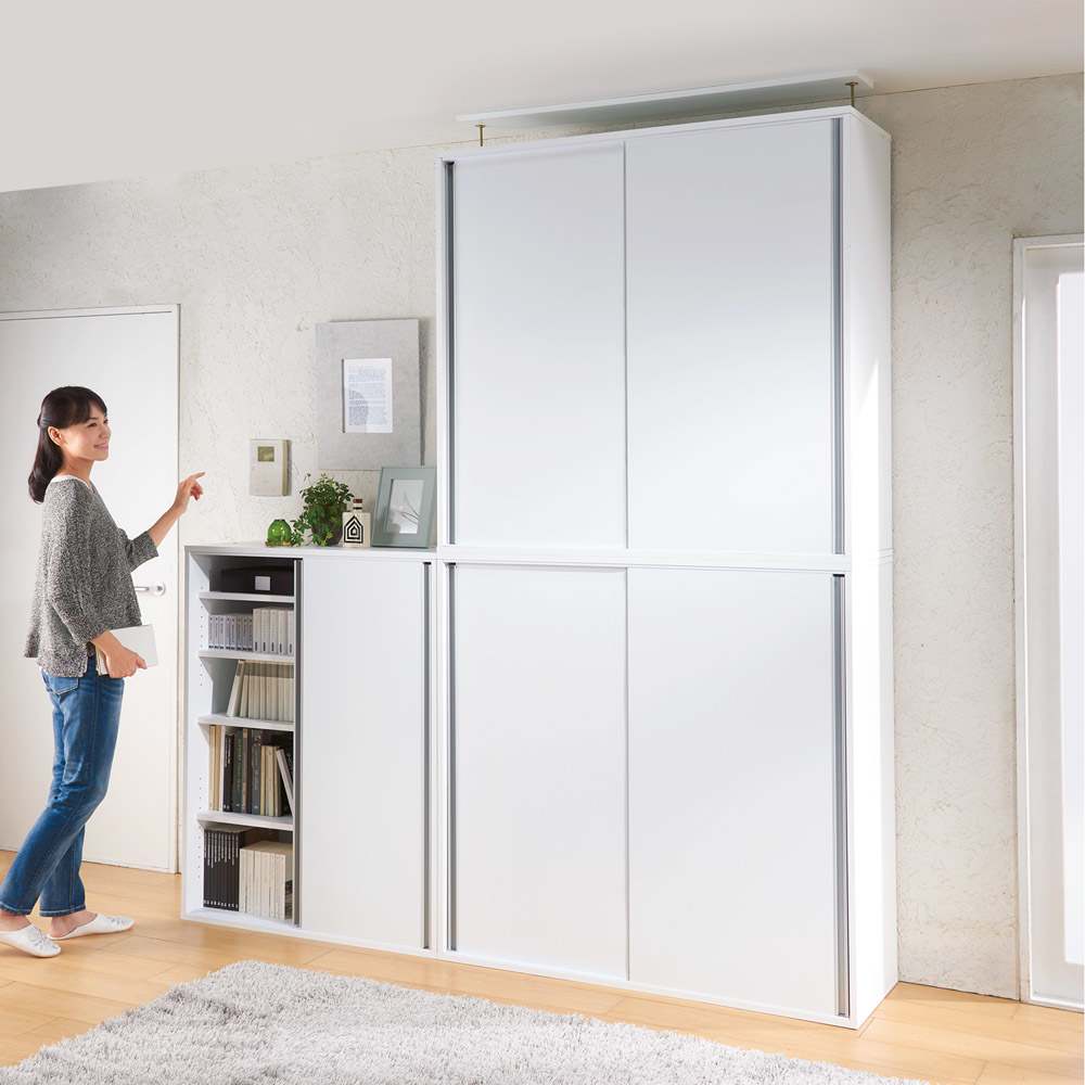 大量収納が自慢の引き戸式本棚 幅90本体高さ114cm 奥行40cm 通販