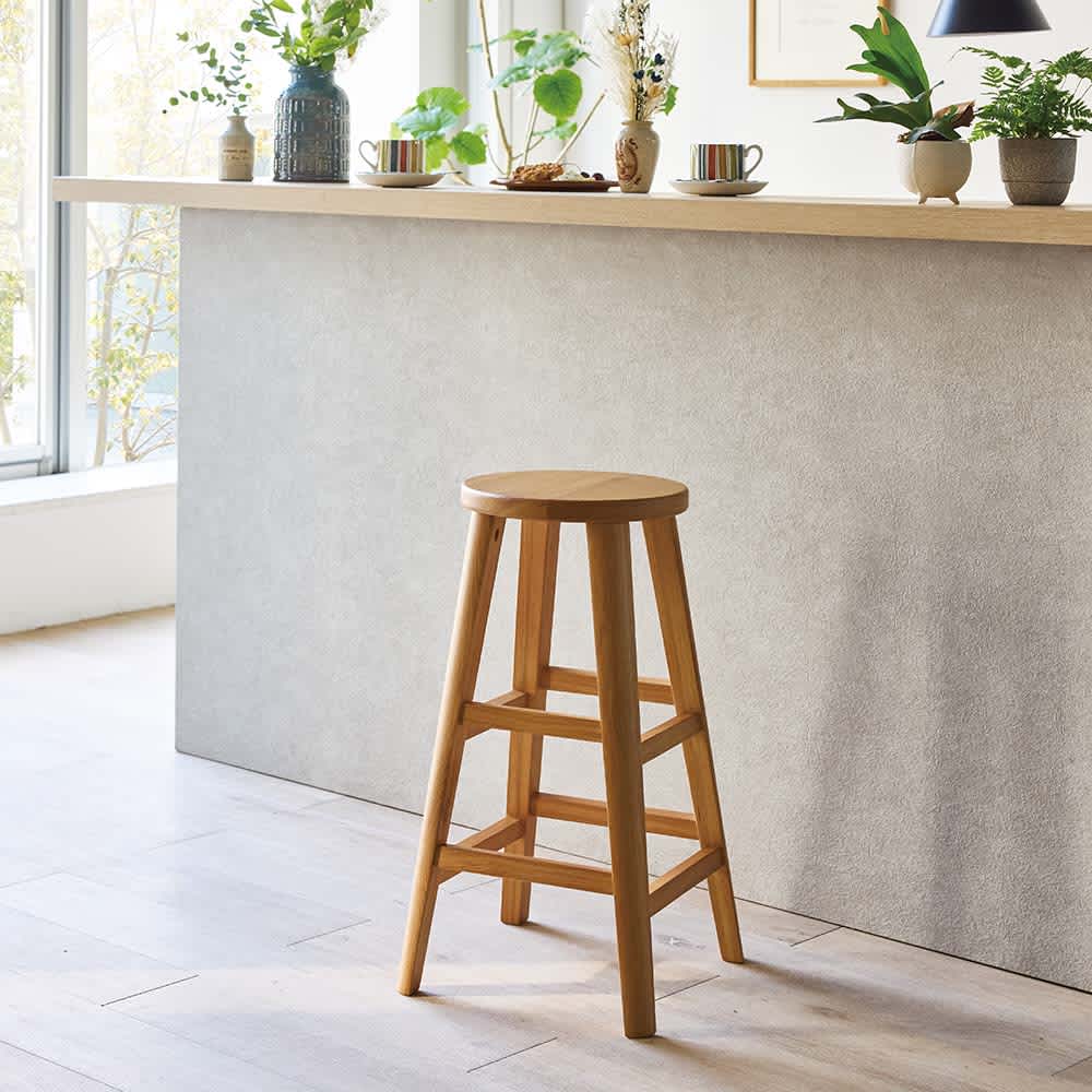 高さと形が選べる天然木スツール ハイ（高さ60cm） 丸型 通販 - ディノス