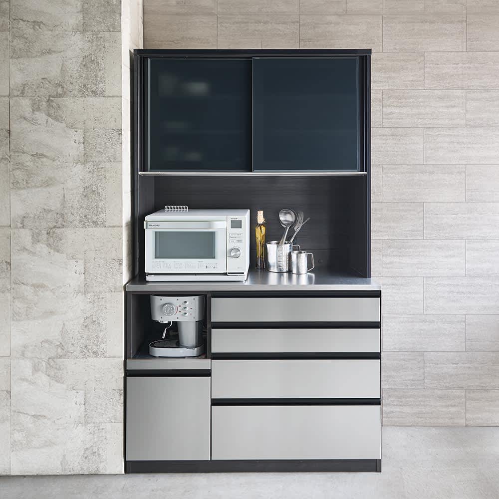 ステンレスバイブレーション仕上げ天板キッチンボード 幅120cm 通販