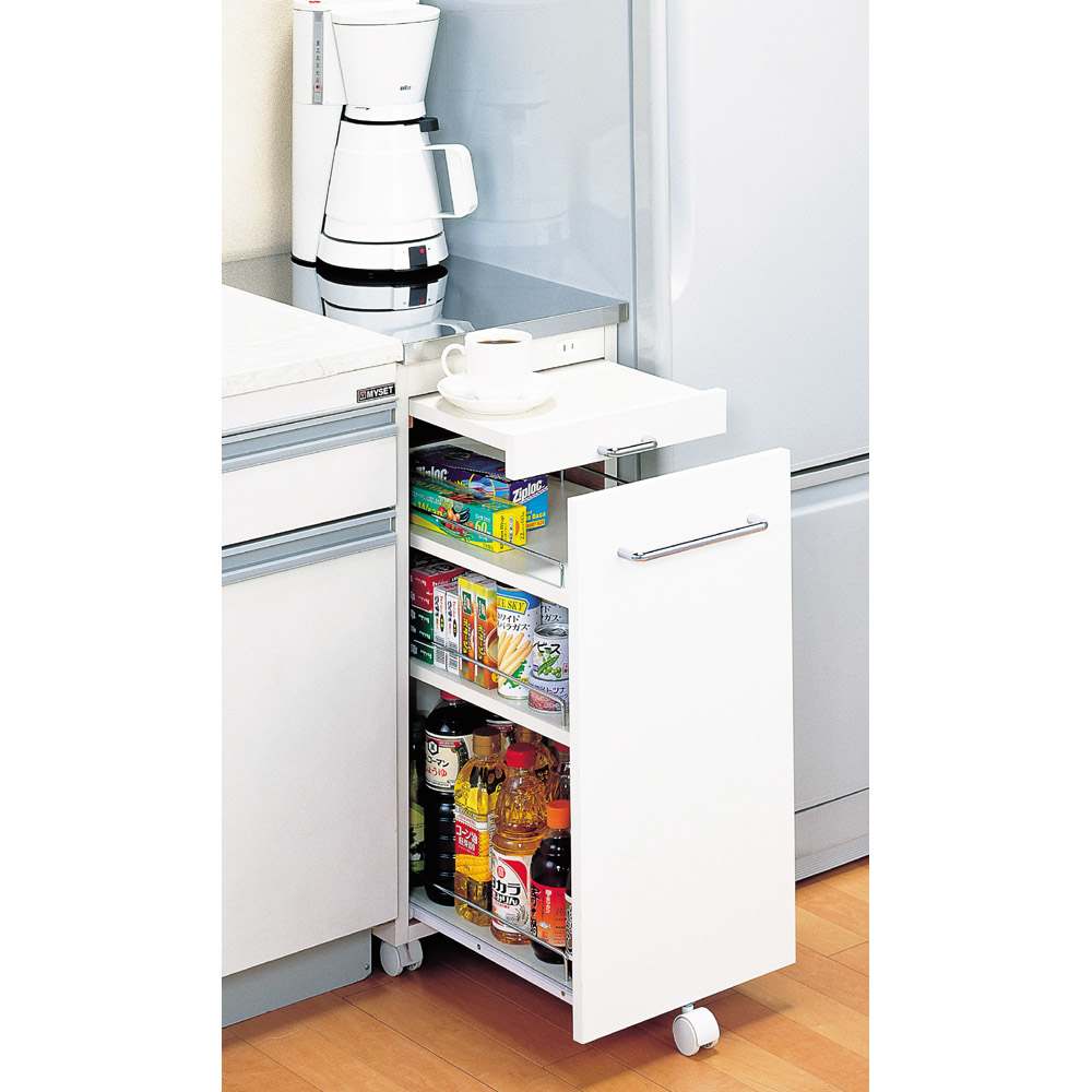 幅25奥行55cm］ ステンレス天板隙間収納 スライドタイプ 完成品 日本製