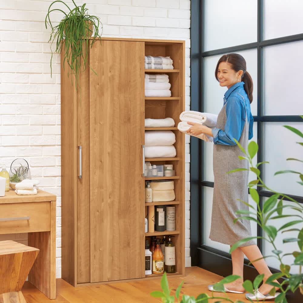すっきり隠せる薄型引き戸収納庫 幅90cm 通販 - ディノス