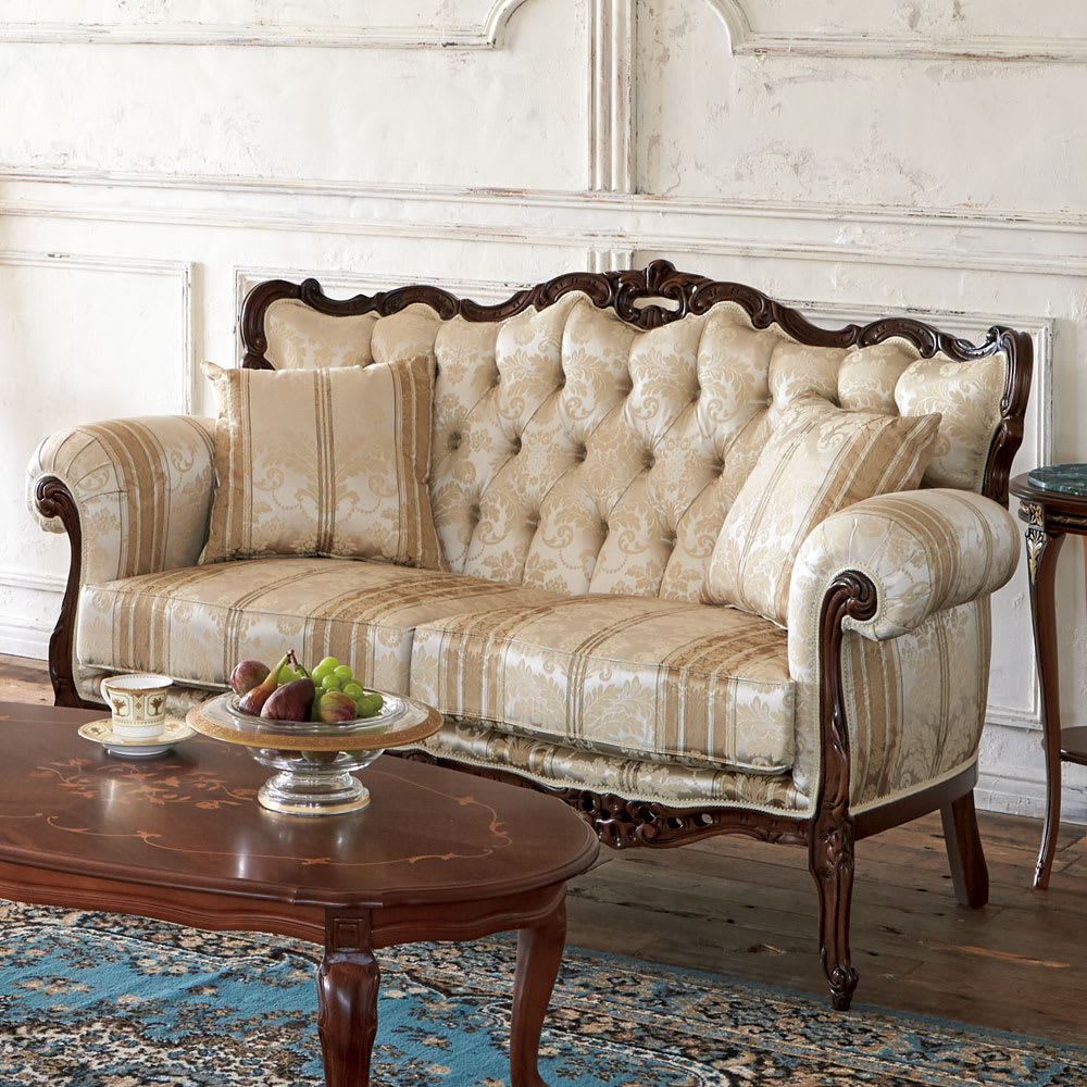 美品□イタリア□ロココ様式□金華山張り□単鋲□1人掛けソファ□ルイ