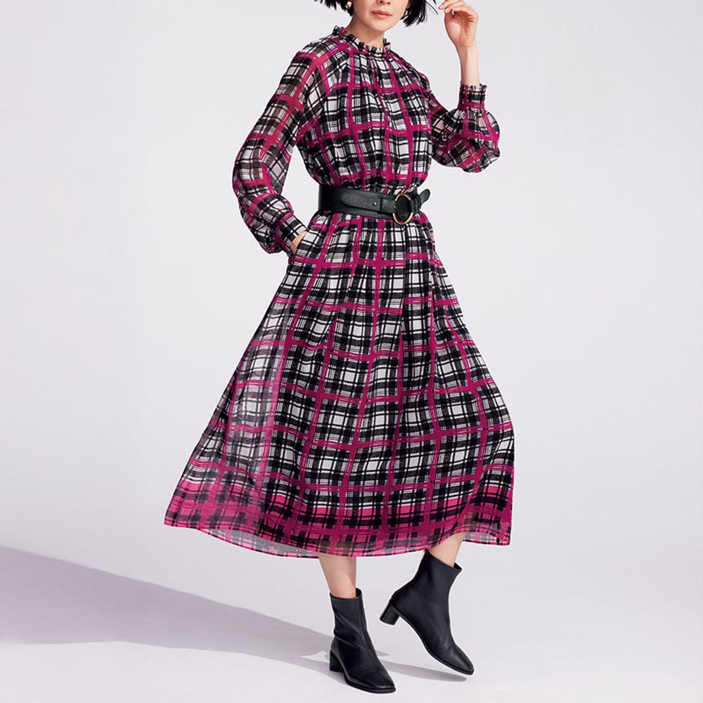 エリカ社 パネルチェック柄プリントワンピース 通販 - ディノス