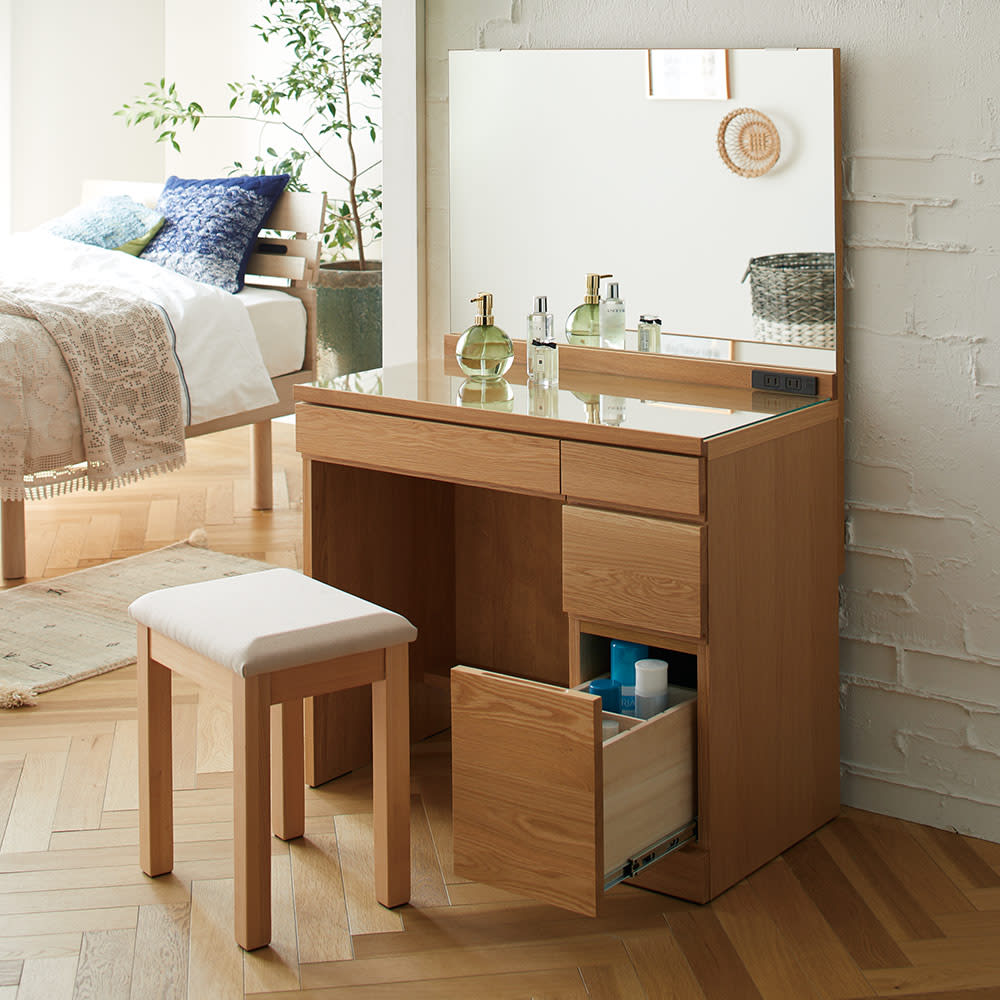 レンタル商品】天然木 スライドワードローブシリーズ ドレッサー（椅子