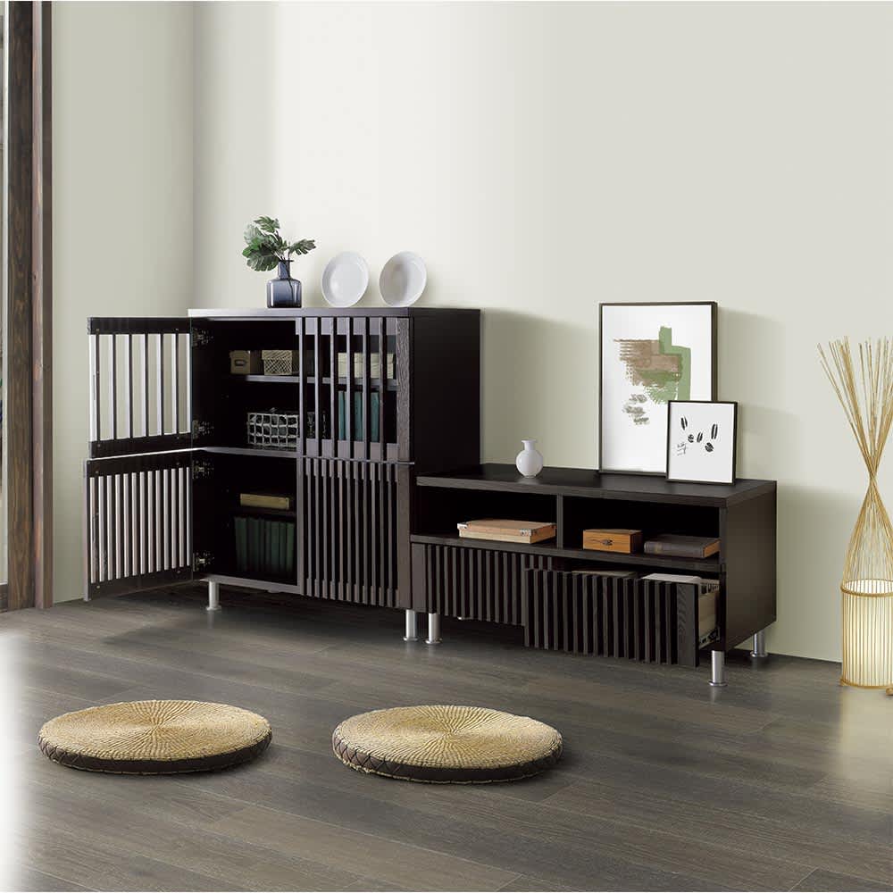 テレビ台 幅100高さ48cm 【和モダン タモ天然木格子リビング収納