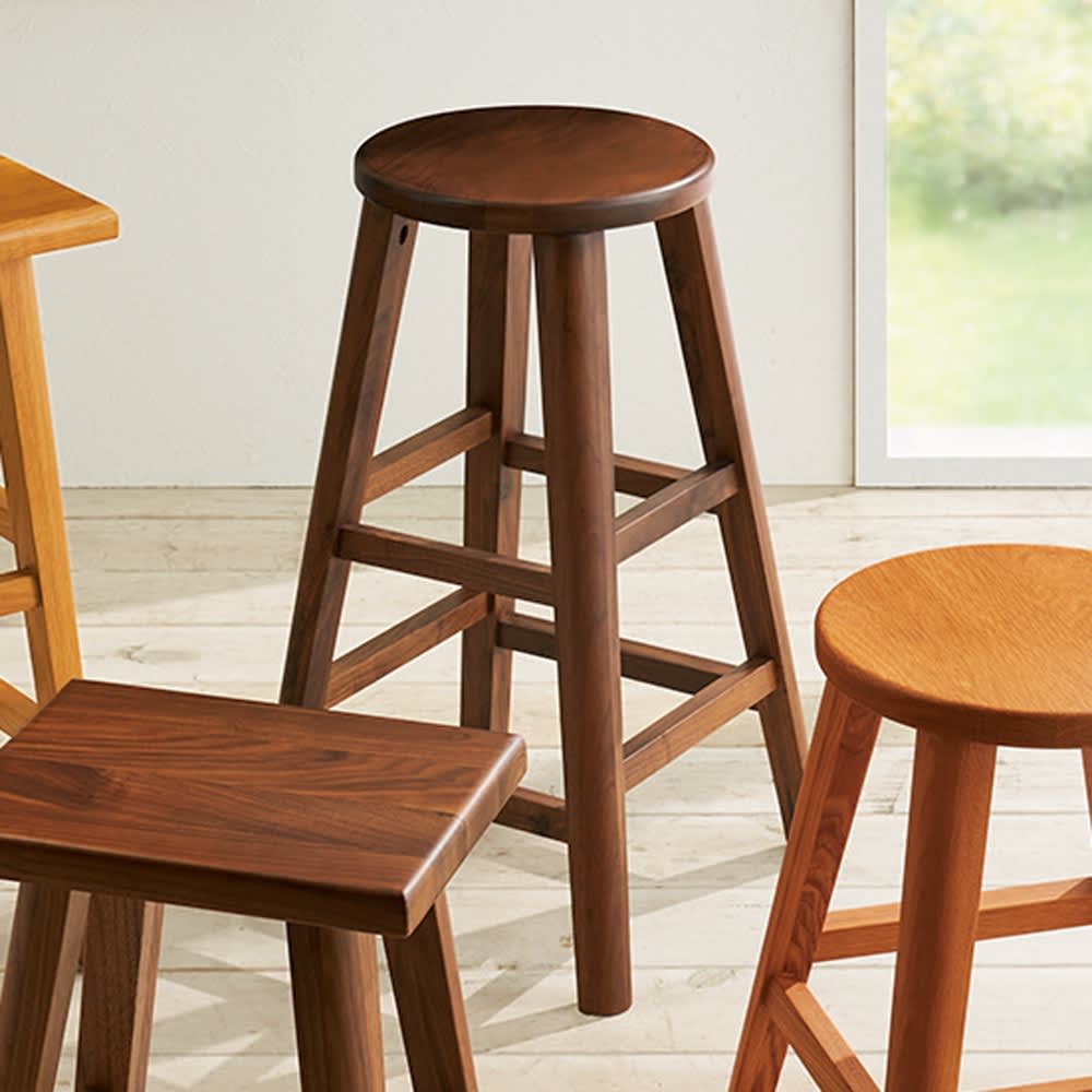 高さと形が選べる天然木スツール ハイ（高さ60cm） 丸型 通販 - ディノス