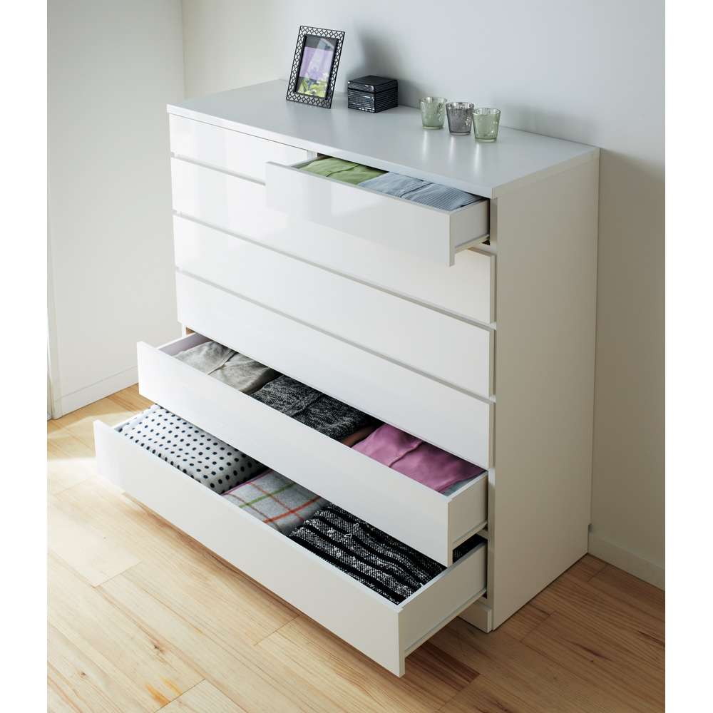 日本製】前面光沢＆引き出し内部化粧チェスト 幅80cm・4段 通販 - ディノス