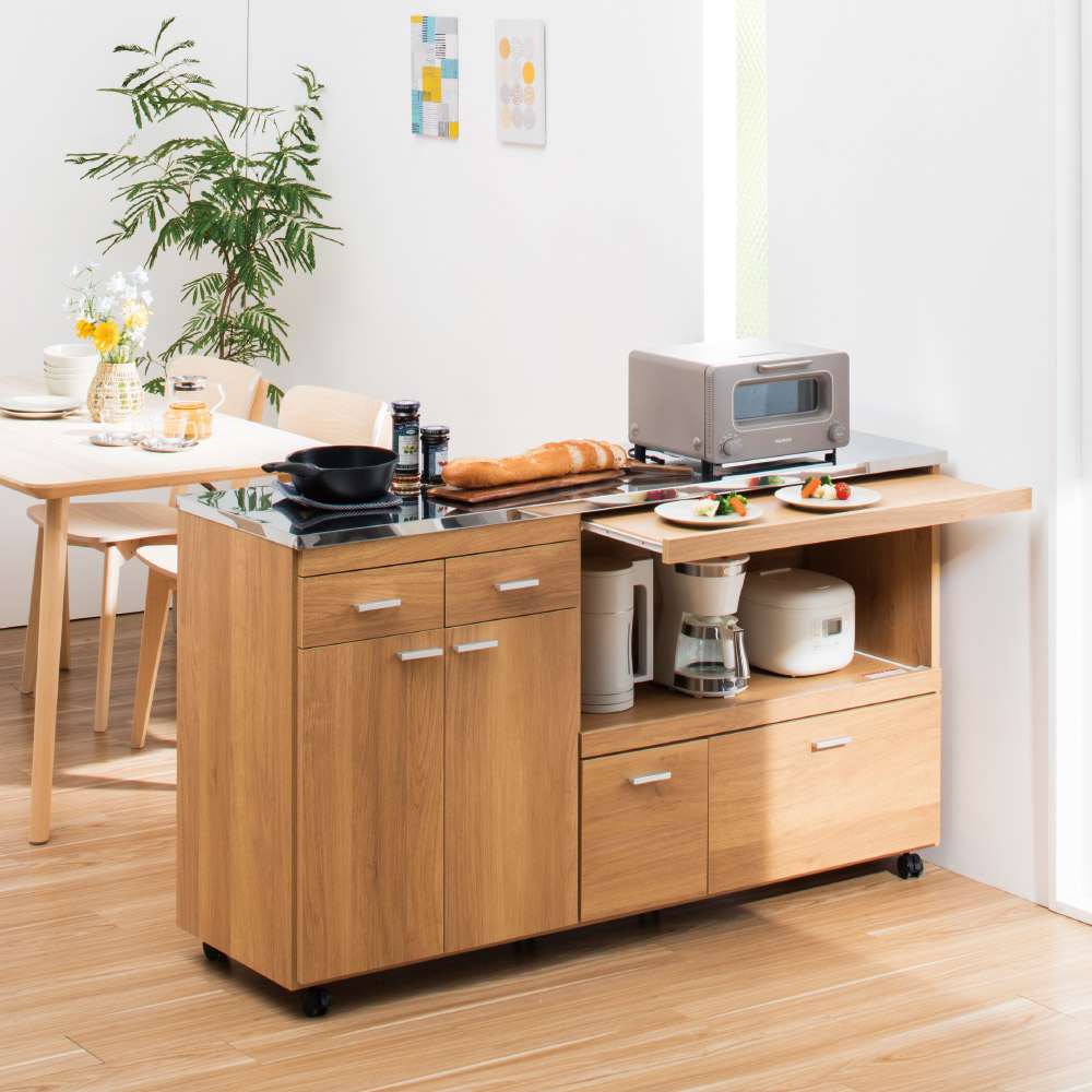 家電たっぷり収納ステンレス天板カウンター 幅149.5cm 通販 - ディノス