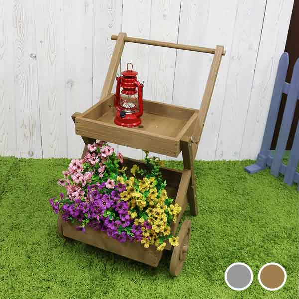 園芸ネット本店｜[送料無料]天然木製ワゴン型プランタースタンド