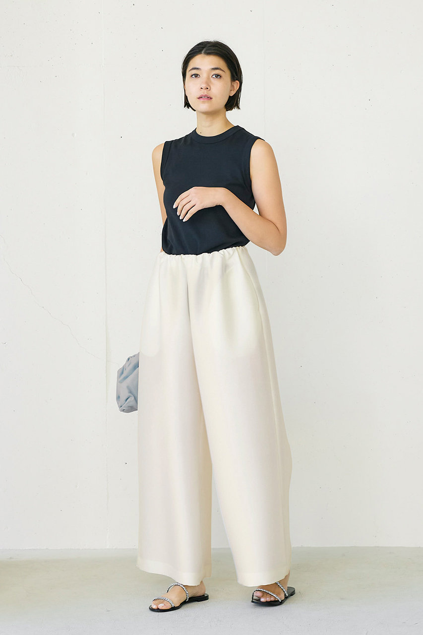 j.(ジェイドット)｜オクタダブルクロスギャザーワイドパンツ/ホワイト