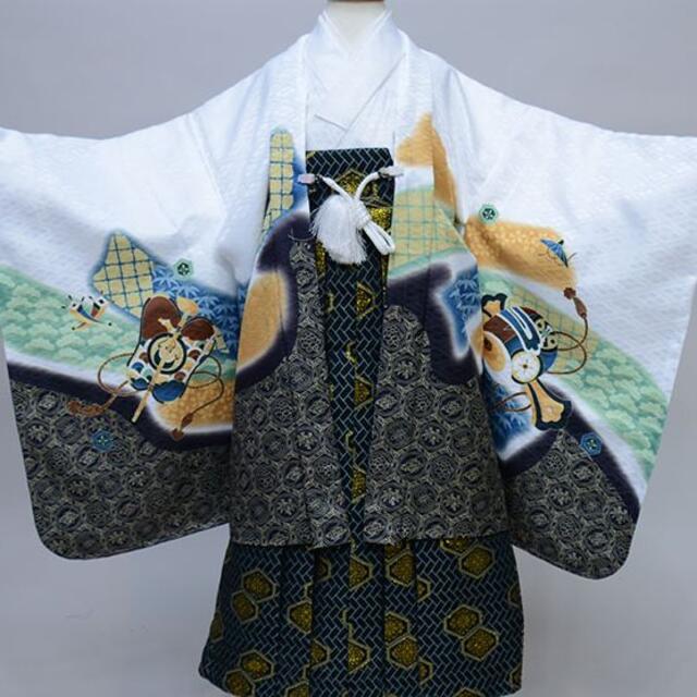 七五三 五歳 男児 羽織袴フルセット 白地 袴変更可能 NO34286の通販 by