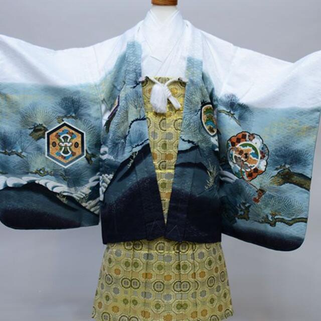 七五三 五歳 男児 羽織袴フルセット 白地 鷹 袴変更可能 NO34364の通販