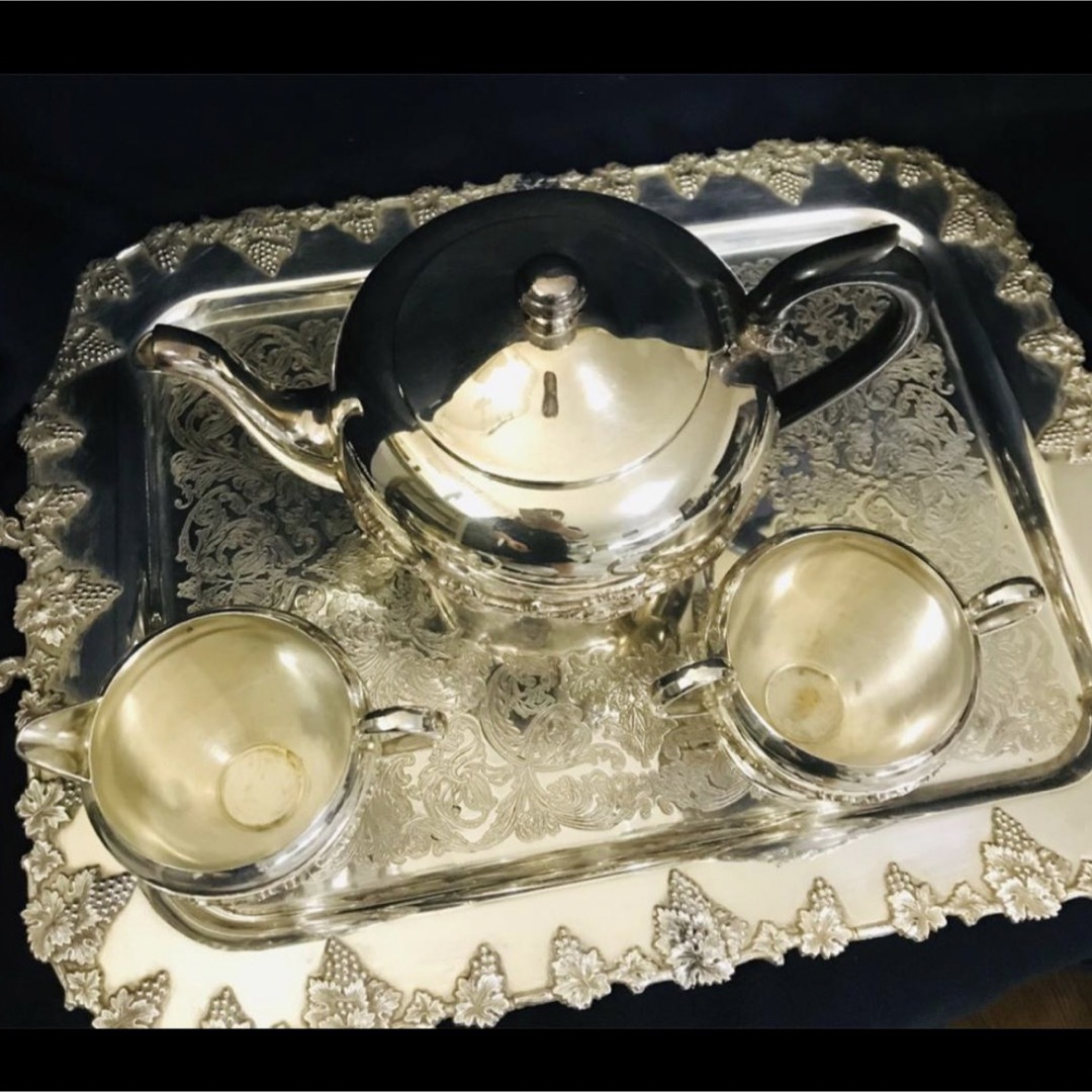 ウィリアムロジャース 純銀P 葡萄柄 ティーセット