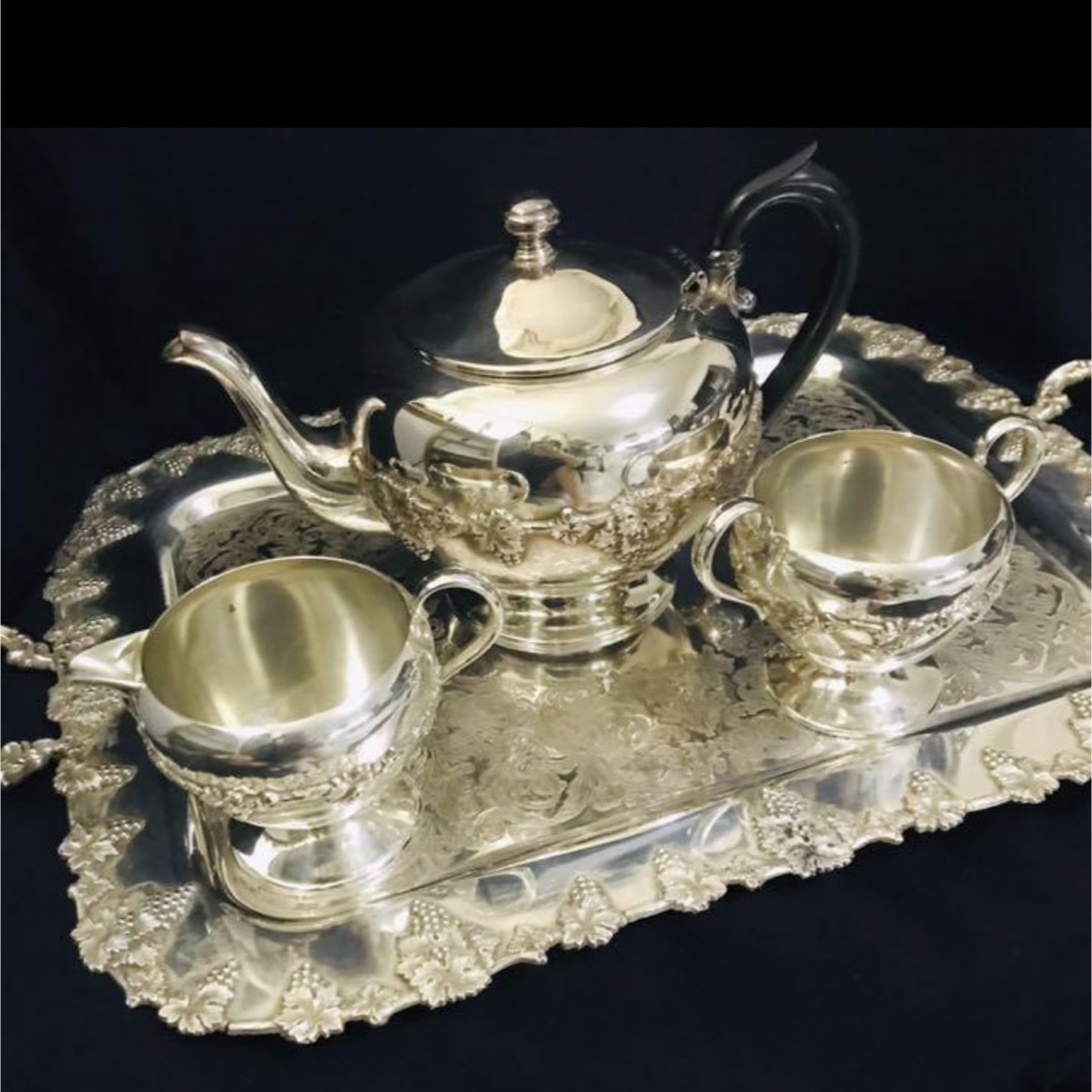 ウィリアムロジャース 純銀P 葡萄柄 ティーセット