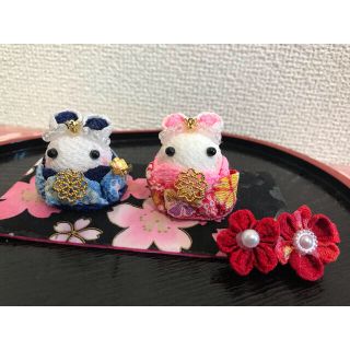 訳あり つまみ細工 ちりめん細工 五月人形 雛人形 の2way⑤の通販 by