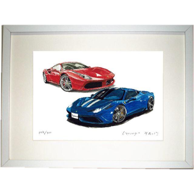 Ferrari - GC-382フェラーリ458/488限定版画サイン額装済作家平右ヱ門