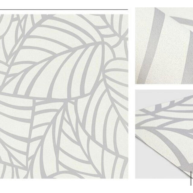 壁紙 クロス リーフ柄 rasch ラッシュ 葉 ボタニカル ホワイト グレー
