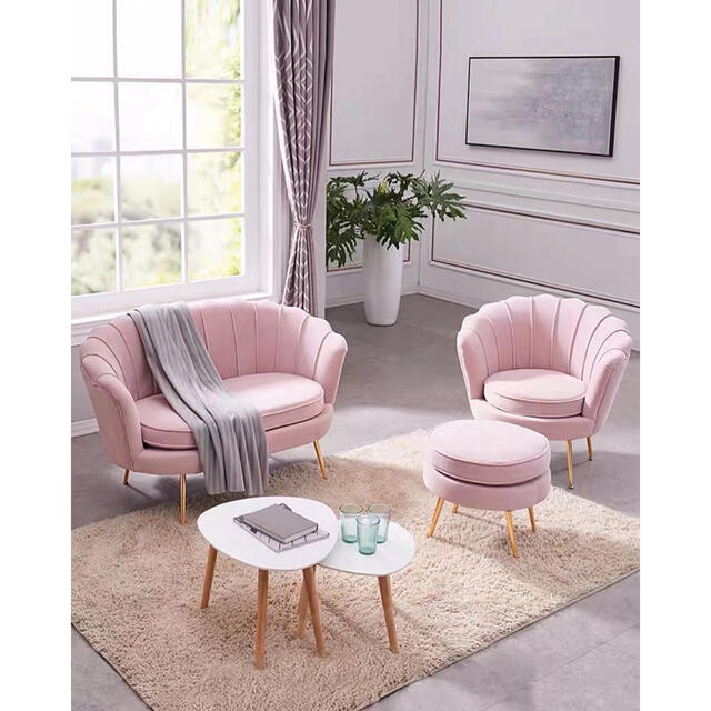 大人気 ピンク ソファー椅子 一人掛けソファ カラー ふわふわの通販 by