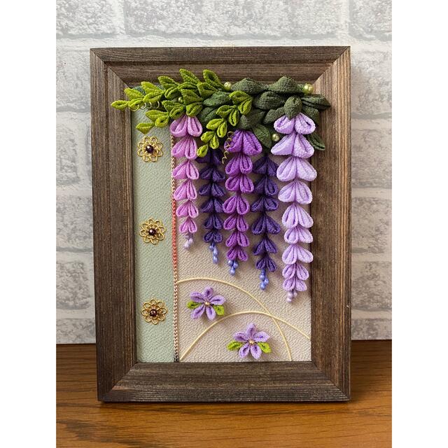 ちりめんつまみ細工フレーム(藤の花)の通販 by yo-yo's shop｜ラクマ