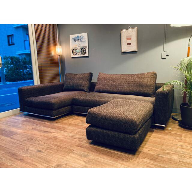 首都圏配達0円 40万moda en casa 高級フェザー最強コーナーソファーの