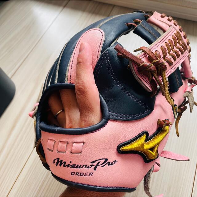 MIZUNO - ミズノプロ 軟式オーダーグラブ 「ピンク×ネイビー」坂本5Dの