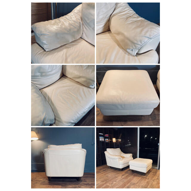 首都圏送料込〜イタリア輸入30万超NATUZZI本革1人掛けソファー＋