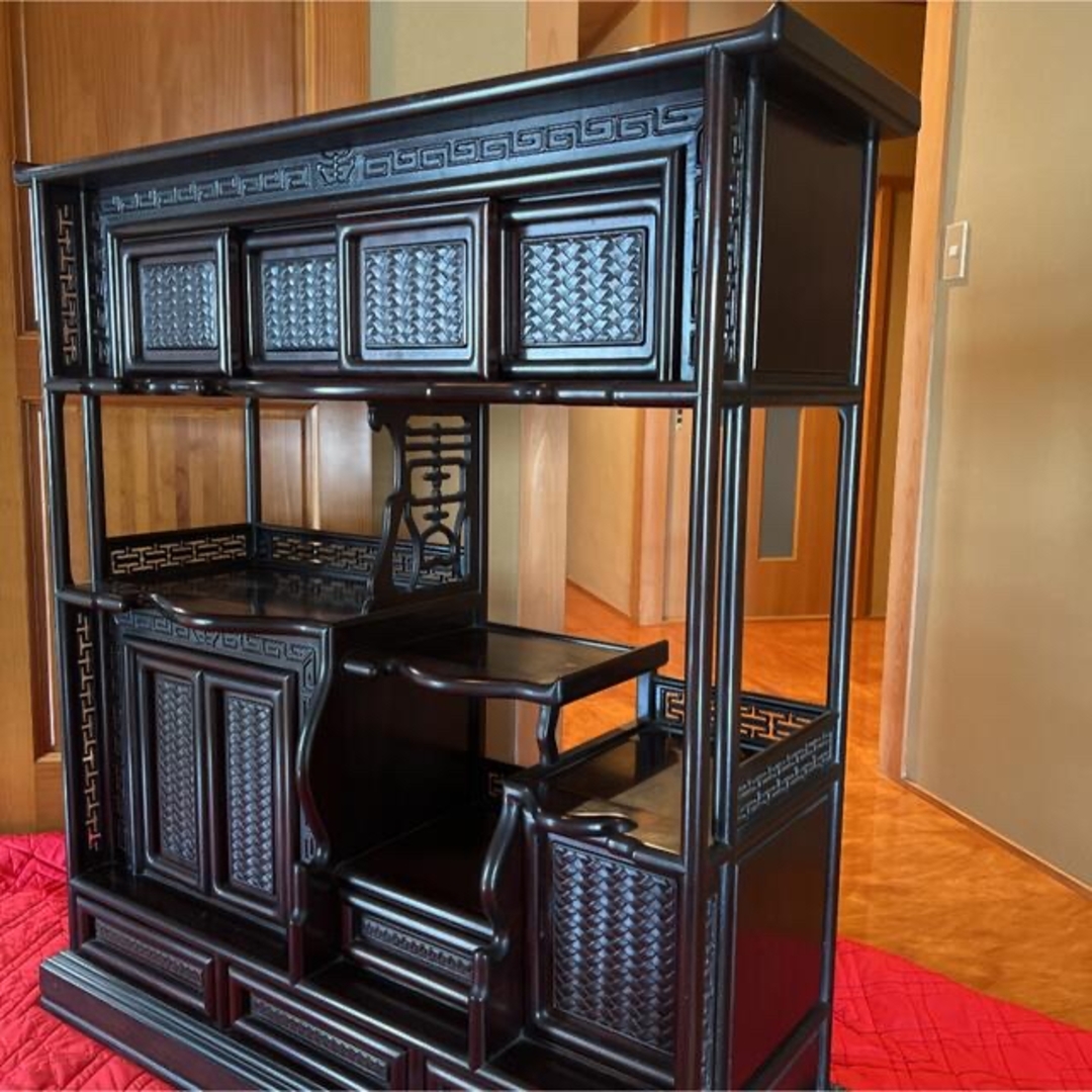 黒檀 高級 和家具 茶棚 茶箪笥 飾り棚 違い棚 花梨 紫檀 唐木の通販 by
