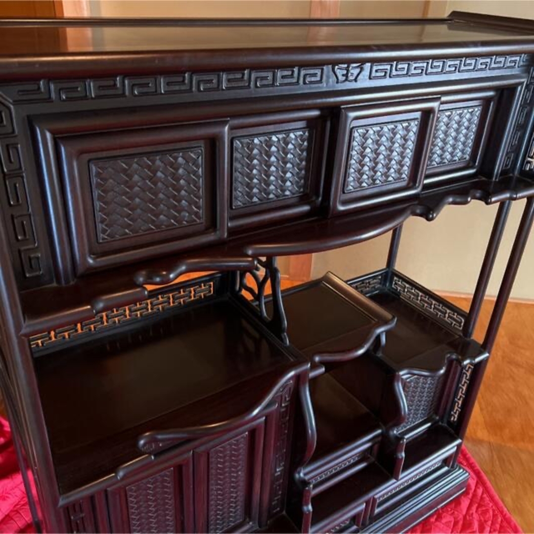 黒檀 高級 和家具 茶棚 茶箪笥 飾り棚 違い棚 花梨 紫檀 唐木の通販 by